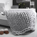 Hand Woven Polyester Chunky Knit Yarn Throw Blanket